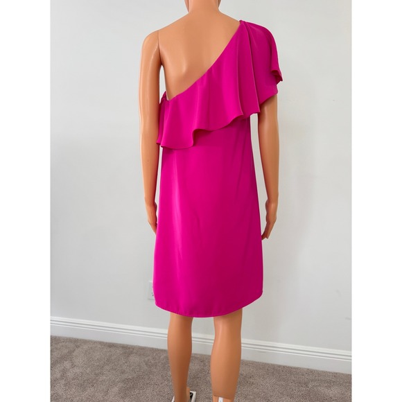 Carolina Belle Montreal Hot Pink One Shoulder Ruffle Cocktail Dress MD7427-535 4 - Picture 6 of 12